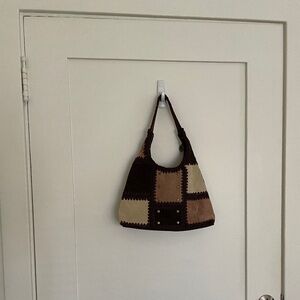 SAK Original Suede Crochet Patchwork Boho Hippie Retro Satchel